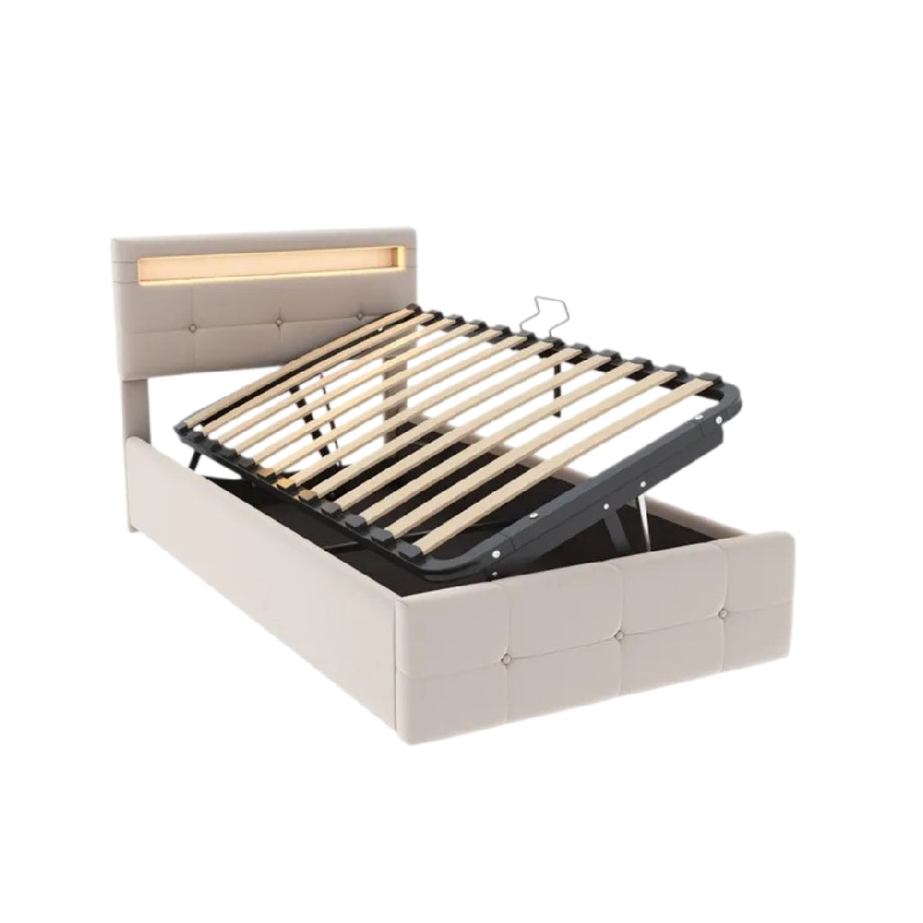 **Lit d'appoint avec sommier relevable et éclairage intégré**